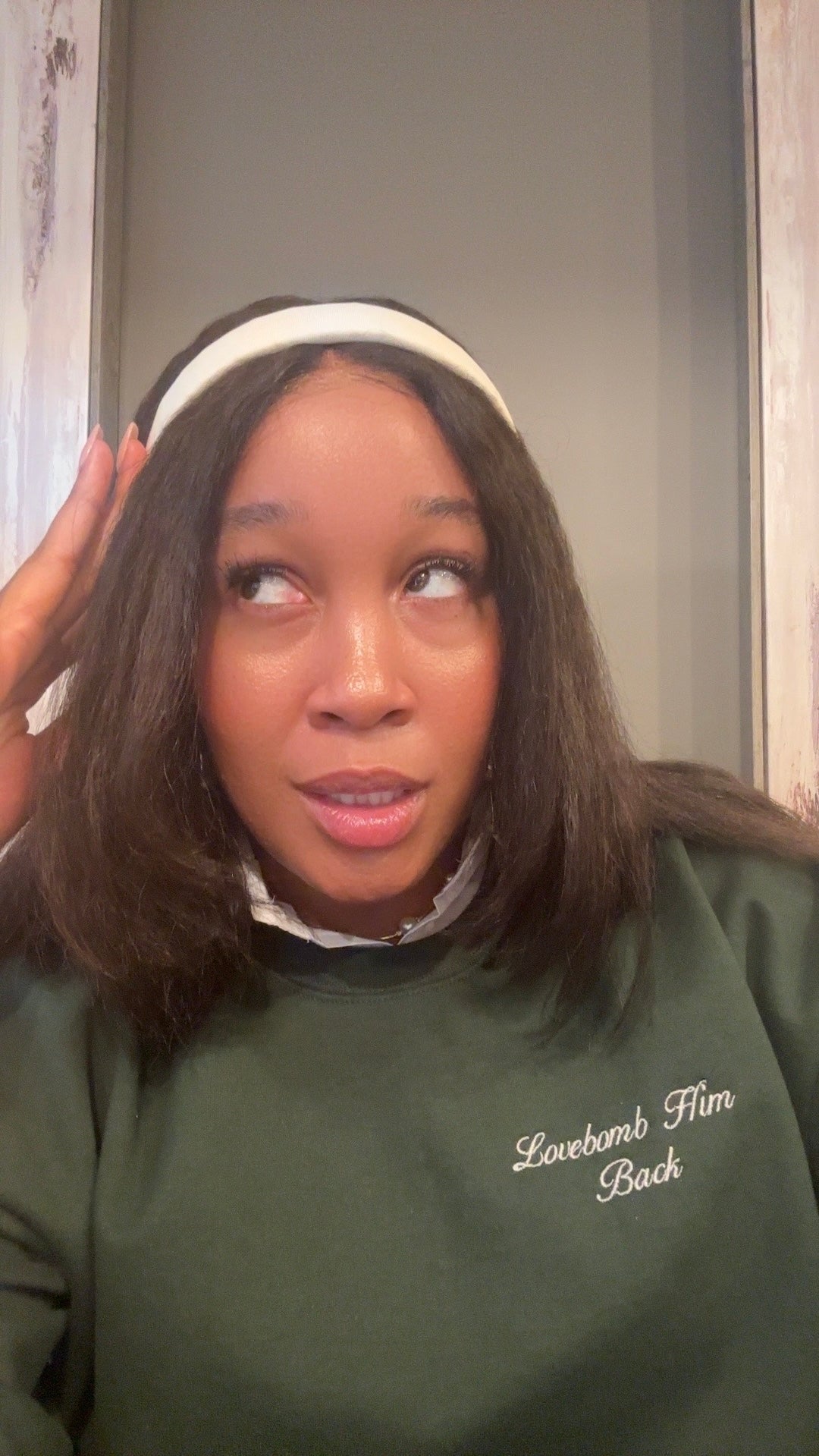 ✨ THEE Preppy “Lovebomb Him Back” Crewneck in Viral Forest Green ✨
