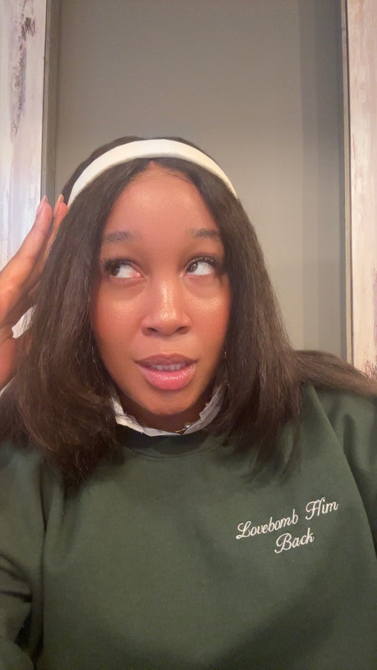 ✨ THEE Preppy “Lovebomb Him Back” Crewneck in Viral Forest Green ✨